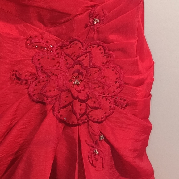 Fiesta Women's Large Red Floral Prom Dress W/Scarf - Picture 8 of 12